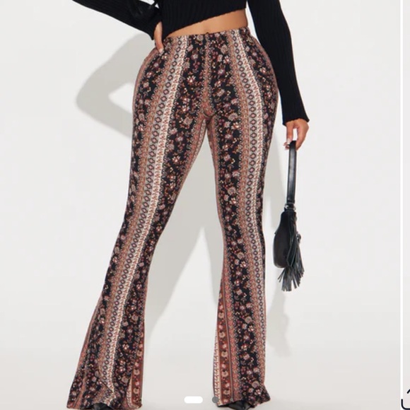 Maternity Floral Pattern Flare Leg Boho Stretch Pants, Small, NWT - Picture 1 of 10